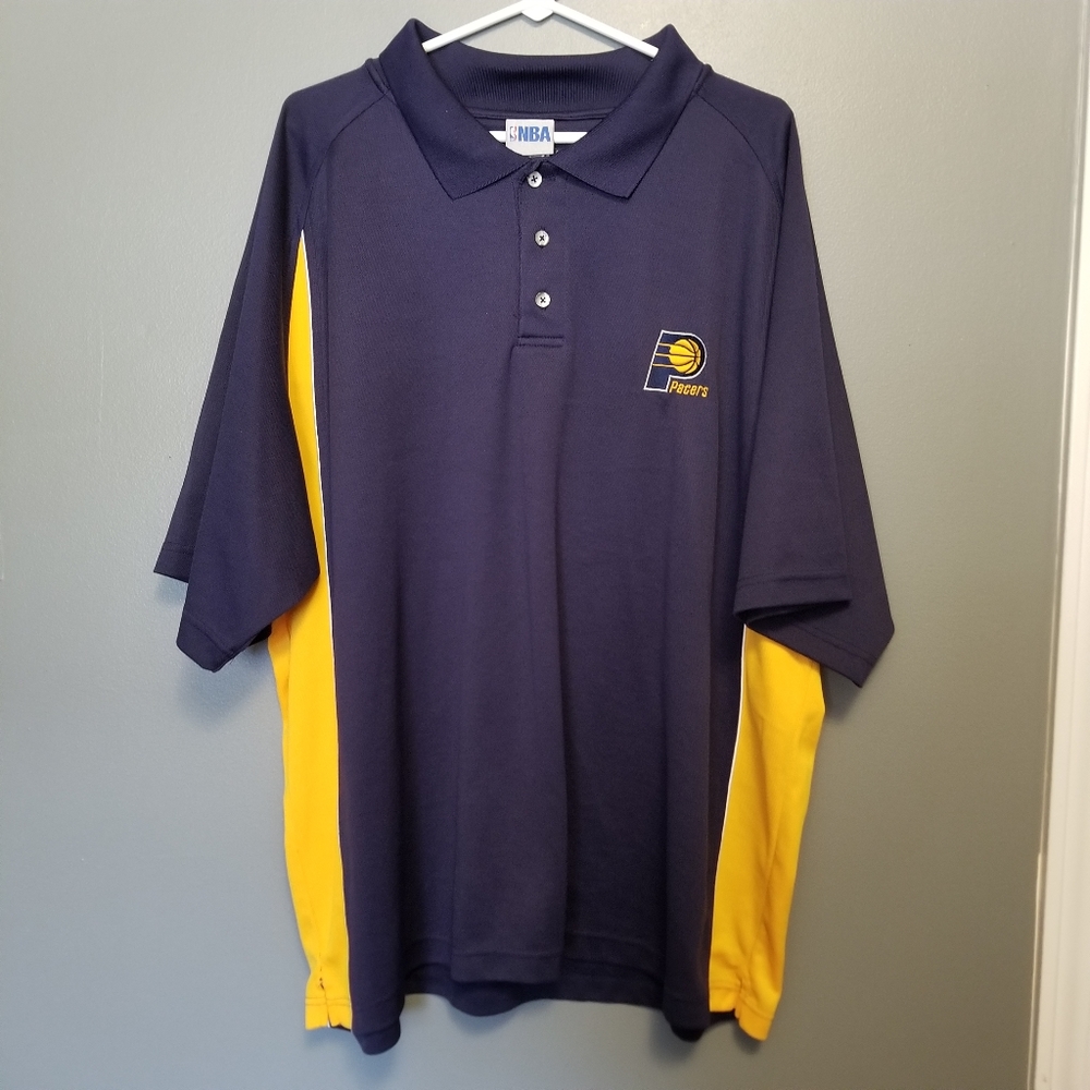 Indiana Pacers NBA polo shirt dark blue and yellow size 2XL